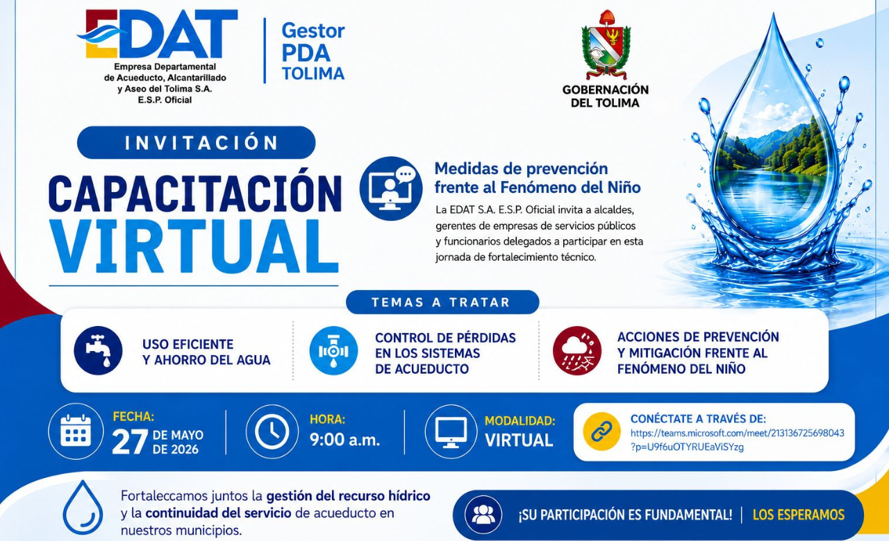 EDAT capacitó a prestadores de servicios públicos del Tolima en medidas de prevención frente al Fenómeno del Niño